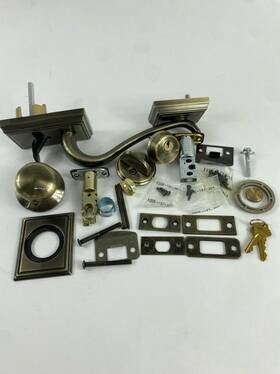 Schlage Lock Company 043156304134 Addison Single Cylinder Handleset And Plymouth Knob Antique Brass