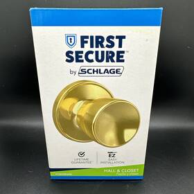 P10hwk605 Schlage New Hawkins Hall And Closet Door Knob Bright Brass First Secure By