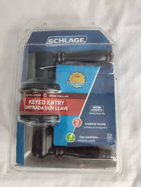 P356-501 Schlage Keyed Entry Door Handle Flair Lever F51 V Fla 505 Dark Bronze