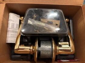 P515-047 Schlage Flair Bright Brass Keyed Entrance Door Knob Handle Lock Lever