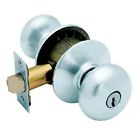 F51csvply626 Schlage Plymouth Doorknobs Strike Entry Chrome Tee Satin