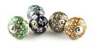 Set Of 5 Ornate Ceramic Knobs For Cabinets Cupboards Hand Painted India Blue 065644818015