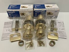 Shield Security 749694138155 Lot Of 2 Privacy Lockset Tulip Polished Brass Door Knobs