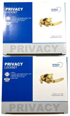 913818 Shield Security Privacy Lockset Straight Lever Brass Finish Door Lever- Lot Of 2