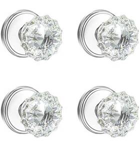 Shiny Handles 653858390351 4 Pack Crystal Dummy Door Knobs Interior Glass Polished Chrome