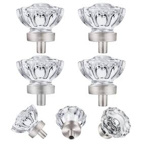 Shiny Handles 653858390412 4 Pack Brushed Nickel Crystal Cabinet Knobs And Pulls Vintage Glass For