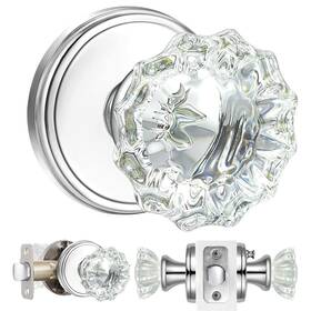 Shiny Handles 681013754939 Vintage Glass Door Knobs Interior Clear Crystal With Lock Privacy F