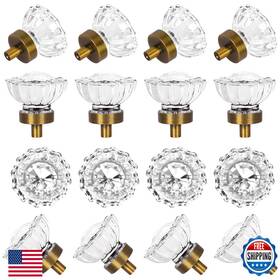 B0fd9cbx38 Shiny Handles Round Cabinet Knobs Antique Brass Glass Vintage 16