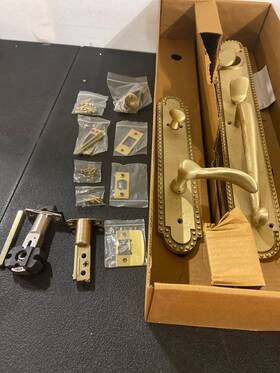 441380 Signature Hardware Marconi Lh Satin Brass Keyed Door Handleset And Lever