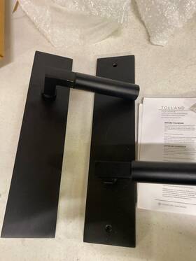 455665 Signature Hardware Tolland Solid Brass Dummy Door Knob Set - Matte Black