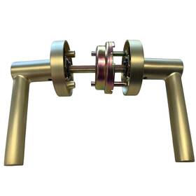 466706 Signature Hardware Ewing Passage Set Round Rod Lever Handle -satin Brass