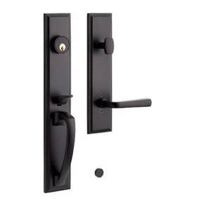 479118 Signature Hardware Aurick Matte Black Keyed Entry Door Lever Set