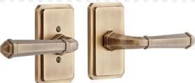 479153 Signature Hardware Left Hand Solid Brass Privacy Lever Set - Antique Bras