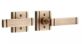 552078ab Signature Hardware Solid Brass Dummy Interior Door Set With Sculpted Flat Lever Handle Lh