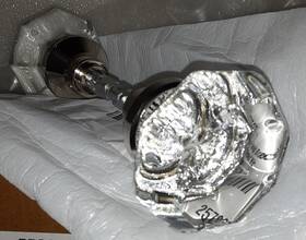 552098pn Signature Hardware Polished Nickel Glass Interior Door Knob With Flat Escutcheon