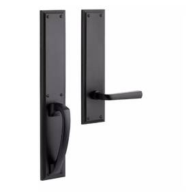 946282-du Signature Hardware Aurick Solid Brass Entrance Door Set - Lever Handle Dummy Left Hand