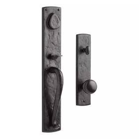 Sh288566 Signature Hardware Bullock Entrance Door Set With Round Knob - Dark Bronze New