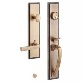 Sh455680 Signature Hardware Antique Brass Entry Door Handle Set Right Hand No Backset
