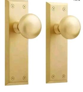 Sh552123sb Signature Hardware New York Privacy Int Door Set Adjustable Backset Satin Brass