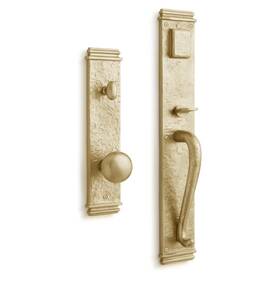 Sh552136sb Signature Hardware England Enrance Door Set - Knob With Spring Assitance