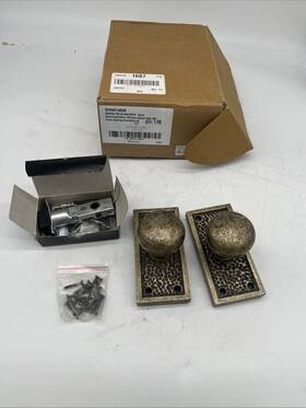 Sh552140sb Signature Hardware Hand Hammered Antique Brass Privacy Door Knob Set - Parts