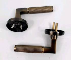 Sh552158ab Signature Hardware Straight Knurled Brass Door Handle Set Replacement Only