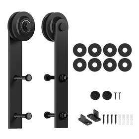 Skysen 795853111231 Sliding Barn Door Hardware Roller Set Black Lk-i Shape Hanger