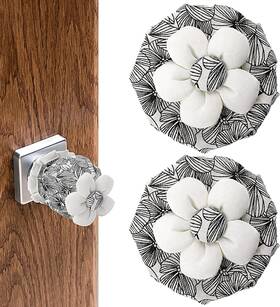 1-ruilis Sliverdew 541787 2 Pcs Door Knob Covers Black Floral Protector Soft Round Kno