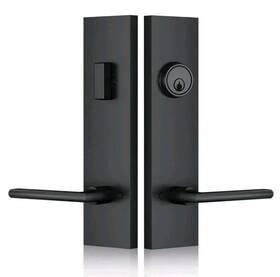 9100 Snbtla Matte-black Front Door Handle - Modern Entry Lock Set Simplistic Design