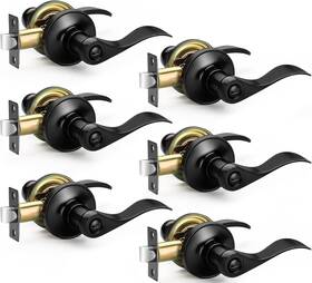 Sopoby 313102250229 Matte Black Door Handles - 6 Pack Heavy Duty Privacy Levers For Bed/bath