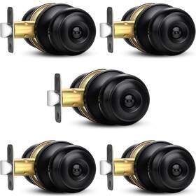Sop-1150us Sopoby Privacy Door Knob 5 Pack Matte Black Round Keyless Doorknobs Interior/