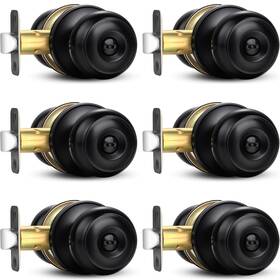 Sop-1151us Sopoby Privacy Door Knob 6 Pack Matte Black Round Keyless Doorknobs Interior/exteri
