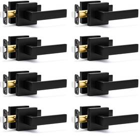 Sop-1168us Sopoby 8 Pack Passage Door Handles Matte Black Knobs Interior Squar