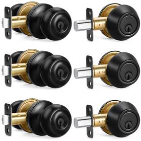 Sop-1203us Sopoby 3 Sets Entry Door Knob And Single Cylinder Deadbolt Combo Set Keyed Alike Ro
