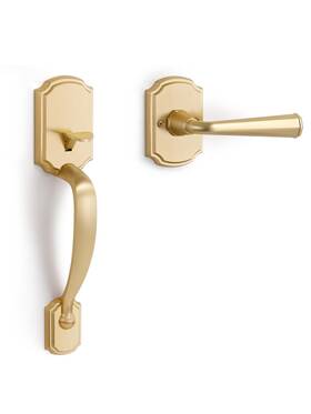 Sorwduerm 766997522115 1 Pack Gold Front Door Handle Reversible Lever Entry No Lock
