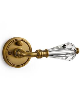 Sorwduerm 769643835652 1 Pack Antique Brass Glass Door Lever Privacy Crystal Levers D