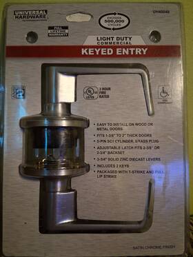 Uh40050 Standard Universal Hardware Commercial Duty Keyed Entry Door Lever New