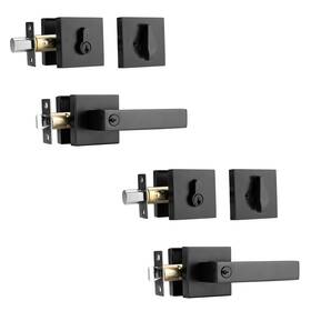 Starpy 794969794086 Entry Door Lever With Deadbolt Lock Black Handle Keyed Alike Front Set Exterior