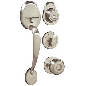 5287bn Steel Pro 70710/5287bn Brushed Nickel Entry Door Handleset With Half Round Interior Knob