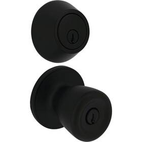 Brx9b91bd Steel Pro Matte Black Tulip Deadbolt And Door Knob Entry Combo 2-pack