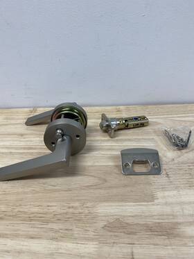 Bs102-rd-15-satin Sure-loc Bs102-rd-15-satin/nickel Basel Privacy Door Lever Set With Round Rose - Satin Nickel