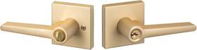 Bs107-sq Sure Loc Hardware Basel Square Entrance Lever Handle Keyed Lock Satin Brass