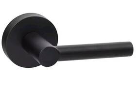 Mr101 Sure-loc Fbl F Marin Passage Door Lever Set With Round Rose - Flat Black