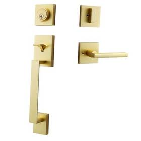 Fdh001 Sy Co. Ltd Modern Satin-brass Front Door-handle - Entry Door Lock With Single Satin Brass