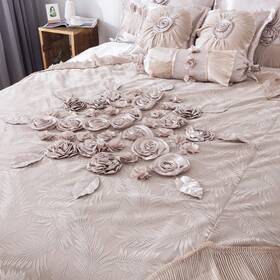 Vemz002c-q Tache Home Fashion Sweet Victorian 6 Piece Satin Luxurious Floral Solid Comfo