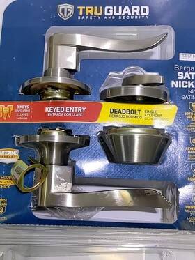 221776 Taiwan Fu Hsing Industrial Tru-guard Bergamo Combination Lever Lockset Satin Nickel