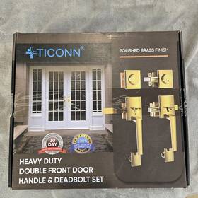 X003b7e82b Ticonn Double Front Door Handle Set Heavy Duty Square Lever And Single Cylinder