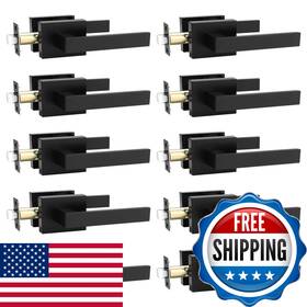 B0cbb658xy Tinewa 10 Pack Square Black Door Handles Interior No Lock Passage Lever