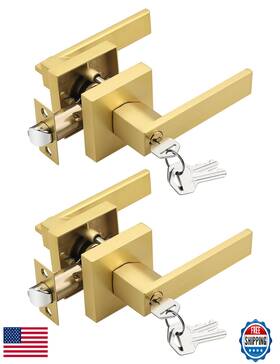 B0f5b4f6cc Tinewa 2-pack Satin Brass Entry Door Lockset Levers With Keys Front/office