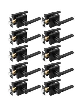 Dl38303bk Tinewa 10 Pack Square Black Door Handles Interior Non-locking Passage